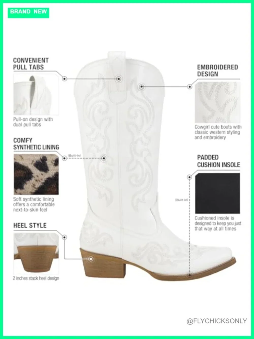 Women's Western Cowgirl Boots with Chunky Heel Snip Toe Mid-Calf